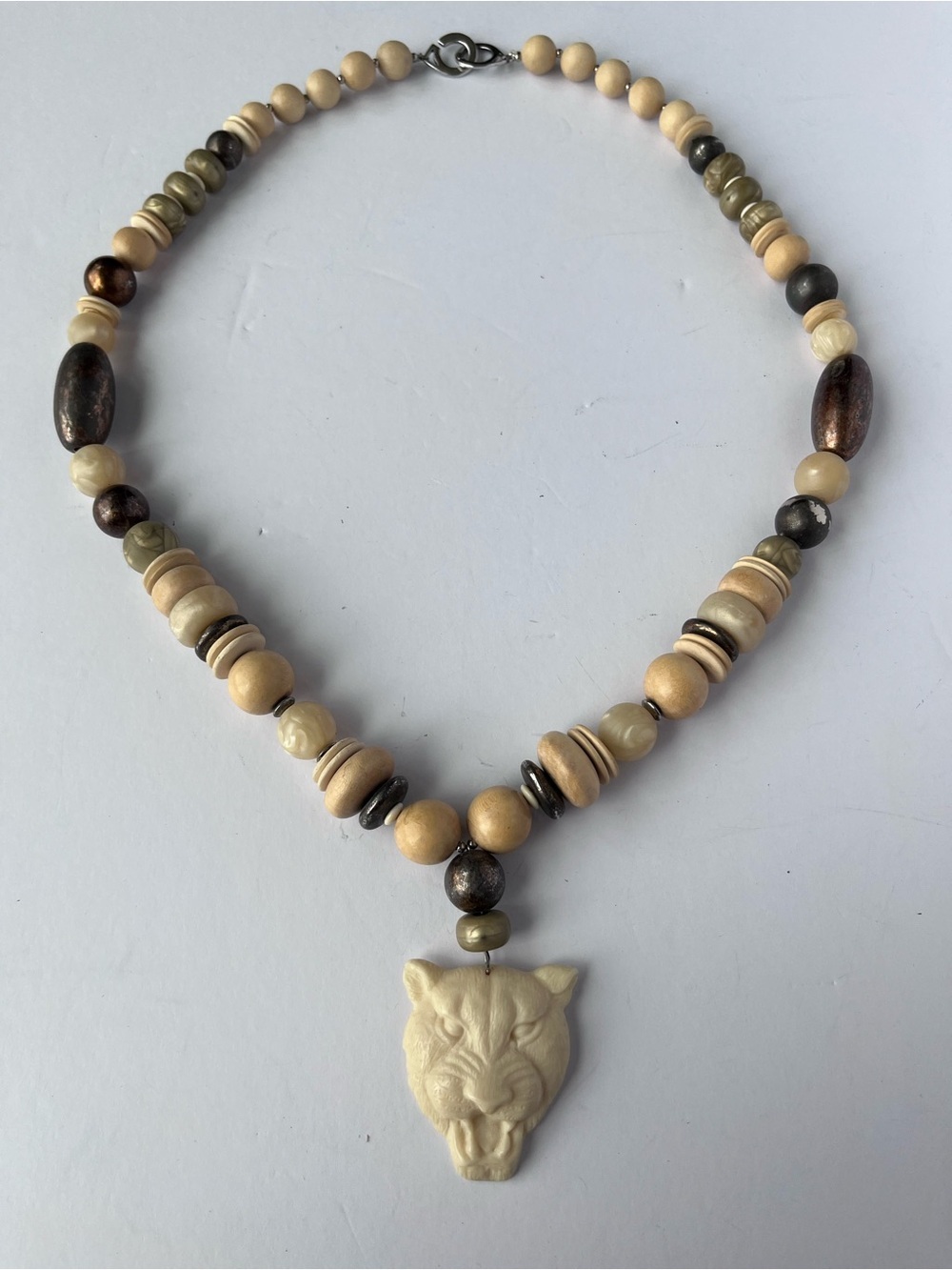 Vintage Les Bernard Panther Puma Cat Statement Long Necklace - Picture 1 of 8